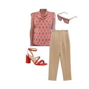 blouse, red and white, short sleeve blouse